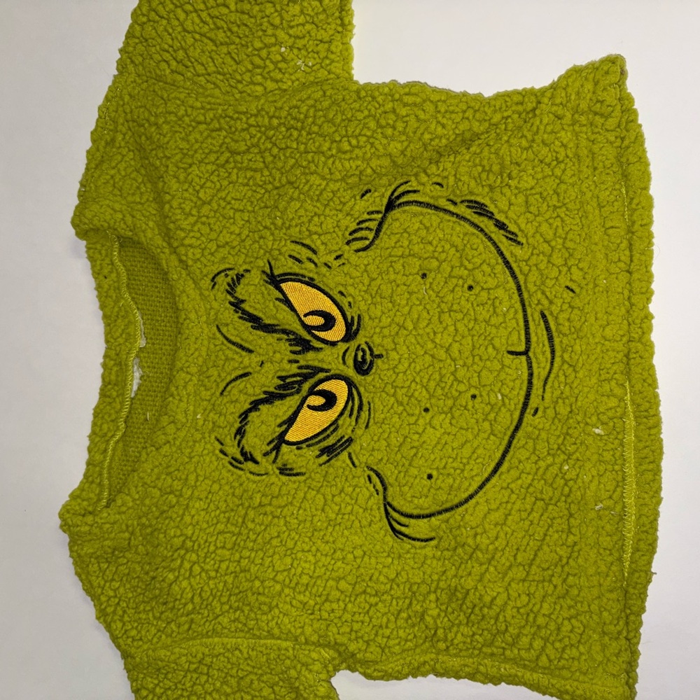 Green Textured Sweater with Cartoon Face